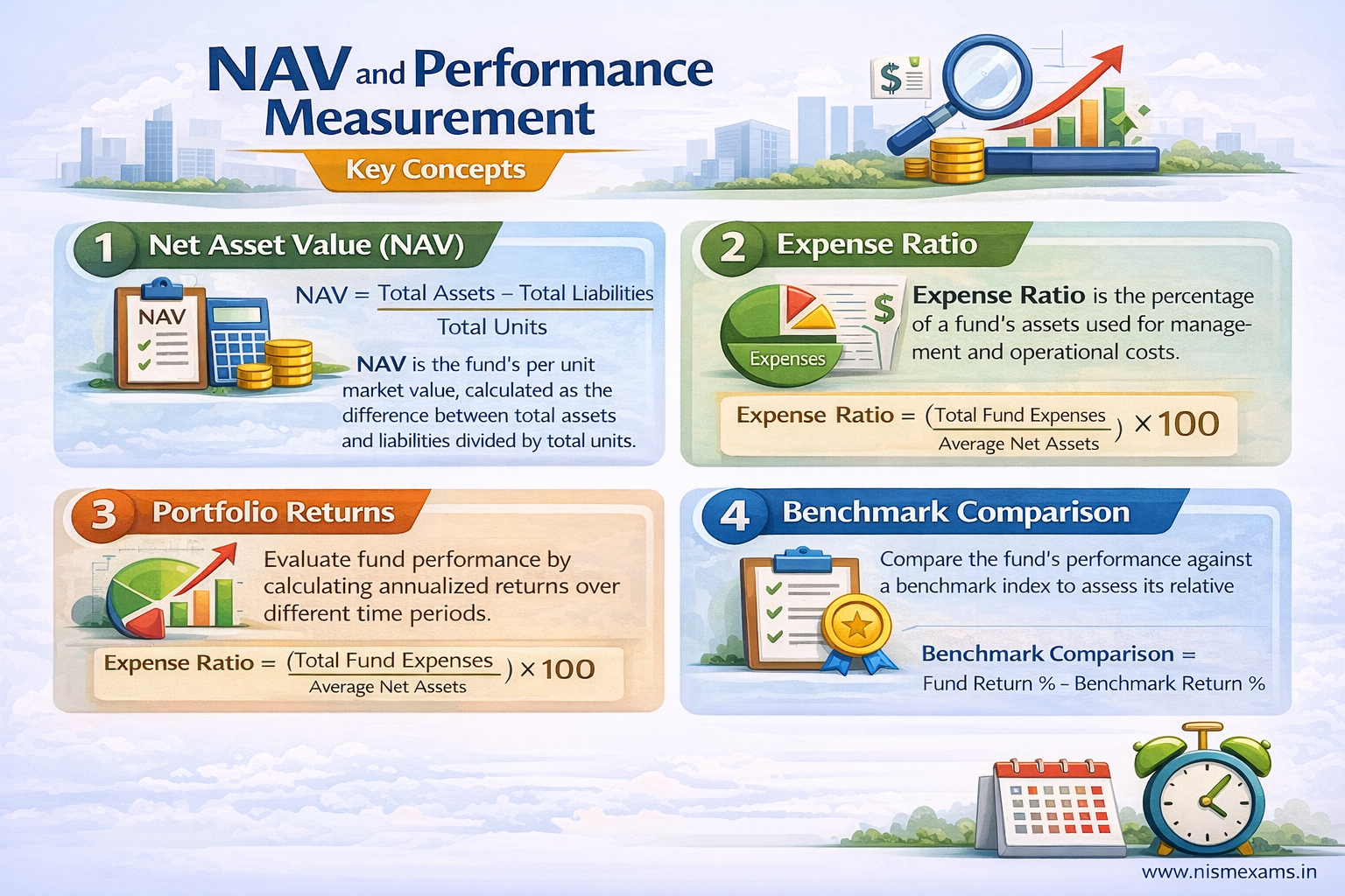 Week 3 NISM Series V-A NAV Calculation Performance and Regulations Study Plan Infographic